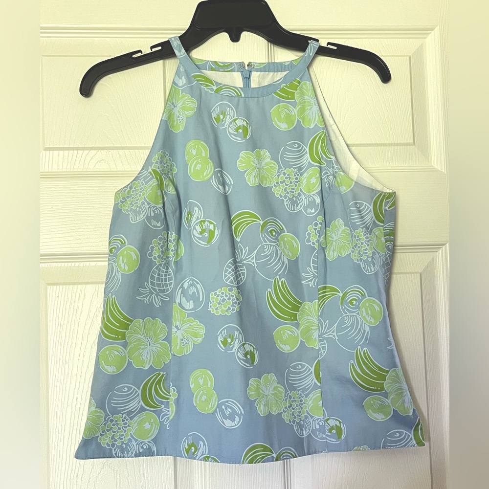 Vintage Lilly Pulitzer Sweet Blue Testas Top Size 6 Rare Print